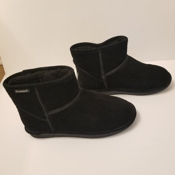 BearPaw Black Cowhide Suede Booties  Size 10 W - Picture 5 of 6